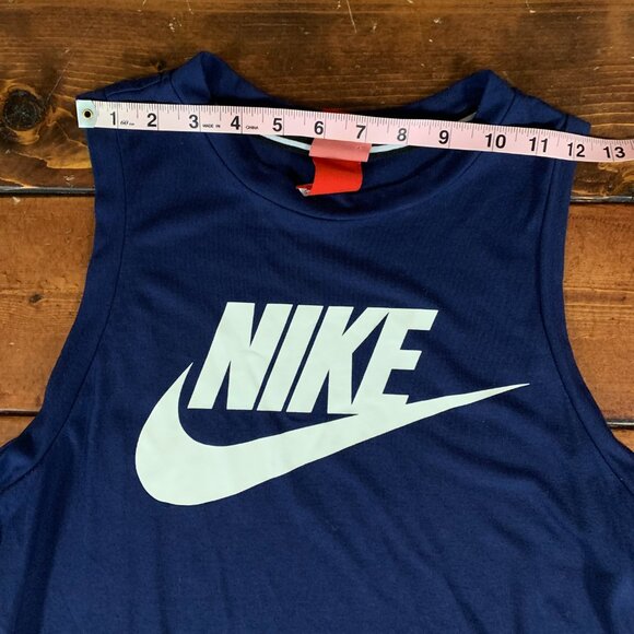 Nike Ace Logo Red Label Navy Blue Men's Small Athletic Cut Swoosh Tank Top EUC - Picture 8 of 8